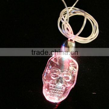 LED glowing light up skull pedant necklace