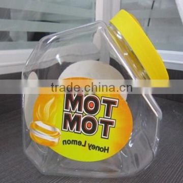 2L PET transparent large plastic wide mouth storage jar