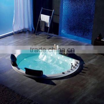 Functional Circular Massage Bathtub with Waterfall and colourful light Acrylic whirlpool massage bathtub