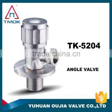 TMOK supplier 304 stainless steel drawbench 1/4 turn angel valve with decorate foundation