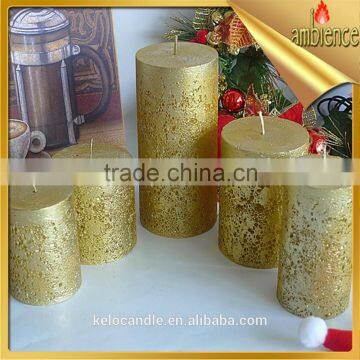 golden color pillar candle christmas pillar candle for home decoraction