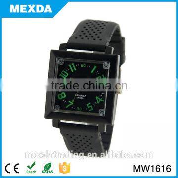 high quality luminous function square dial quartz watch for man