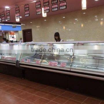 display refrigerated showcase curve glass with bottom storage