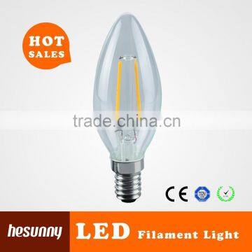 candle led bulb 360 degree 2w filament lamp ce rohs e14