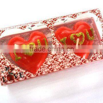 2pcs heart shape wedding candle with i love u
