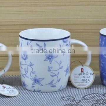 11OZ simple and elegant flower design full decal print tea cups, shiny surface porcelain mug, KL5016-318