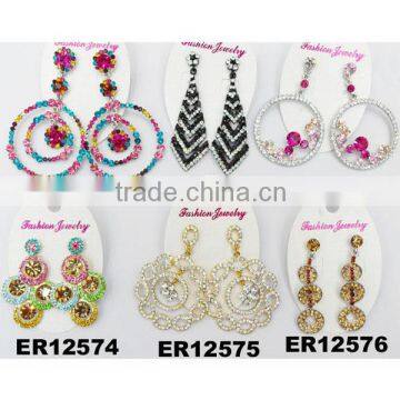 fashion ladies crystal statement earrings