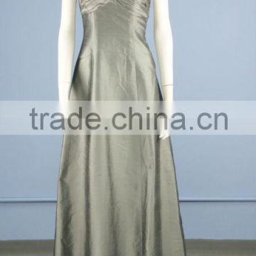 One Shoulder Shandong Silk A-line Evening Dress with Asymmetrically Drapped Bodice EY0006