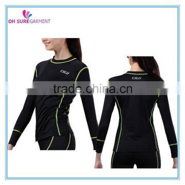 polyester/spandex long sleeve ladies compression t shirt