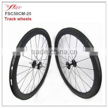 Track carbon clincher wheels 50mm rims with Novatec single speed hub, 20H/24H, handbuilt carbon bicycle wheels with sapim spokes