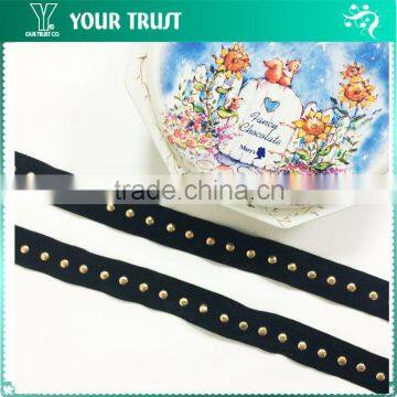 Silver Gold Gunmetal Dome Stud Black Velvet Beaded Trimming photo-3