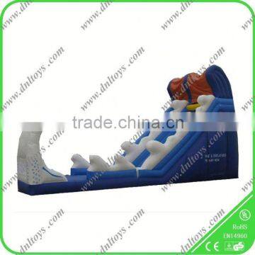 inflatable trippo slide,blue color giant inflatable sea slide