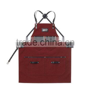 Leather Apron, Burgundy Canvas with Black Leather Strap Apron ,Tool Apron /Work Apron Wholesale