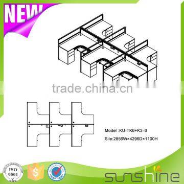 KU-TK6+K3-6 Office Cubicle Workstation Partitions Computer Desk