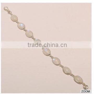 B0037-STERLING SILVER DESIGNER BEAUTIFUL WHITE RAINBOW 8 STONE BRACELET 11.49