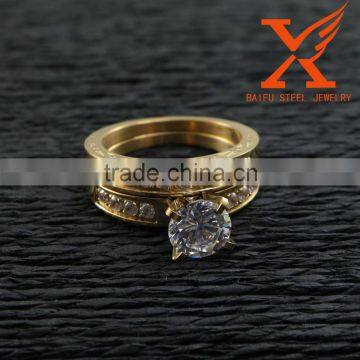 Mens and Womens Couples Wedding Band Stainless Steel Casting CNC Setting Gold Plated Wedding Fing Gold 18k Jewelry for 1 Pair photo-4