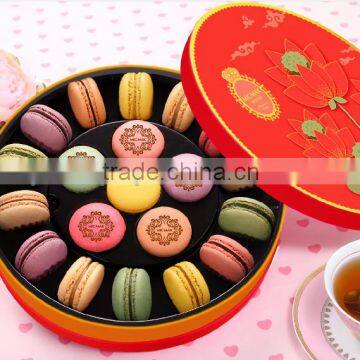 New luxury cardboard round macaron box packaging, paper colorful macaron food packaging, luxury macaron gift box for laduree