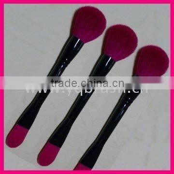 Double ended brush with powder brush and foundation brush