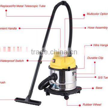 wet and dry vacuum cleaner with blowing function and universal wheels