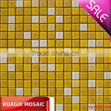 20x20 yellow crystal glass mosaic tile suppliers HG-KC42001B