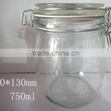 airless tight sealed food storage glass jar with clip top glass lid