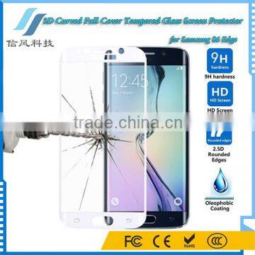 White 3D Curved Full Cover Tempered Glass Screen Protector for Samsung S6 Edge photo-2