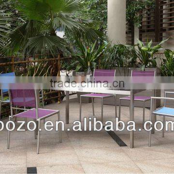 outdoor stainless steel 7pcs dining table set furniture