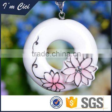 Charm fashion round white ceramic jewelry necklace