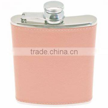 New fashion 6oz stainless steel hip flask with PU leather wrap