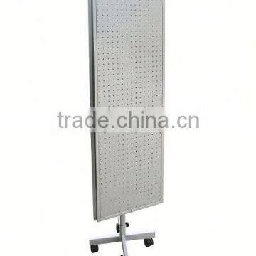 metal supermarket 2-sided or 3-sided cosmetic pegboard table display shelf