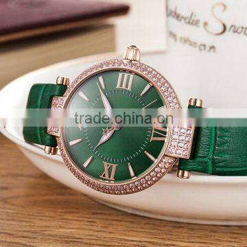 Hot Sale Lady Leather Crystal Wrist Watch With Fashion Style photo-3