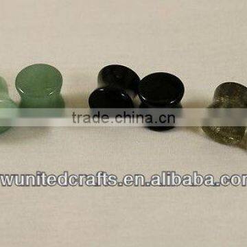 Organic Flesh Ear Tunnel Stone Ear Plugs-Ear Gauges Saddle Double Flare