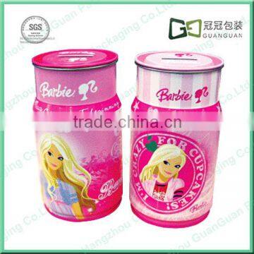 Cute pink coin banks for kids with barbie painting