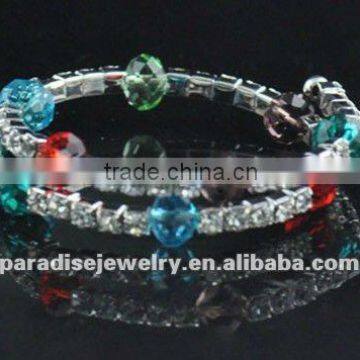 2 rows emerald Crystal Bead Rhinestone Coil Bracelet