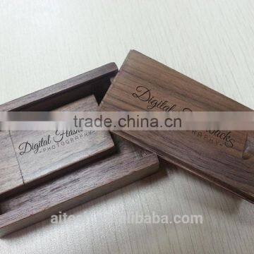 fashion design promotional gift custom logo wedding gift wooden usb flash drive with box