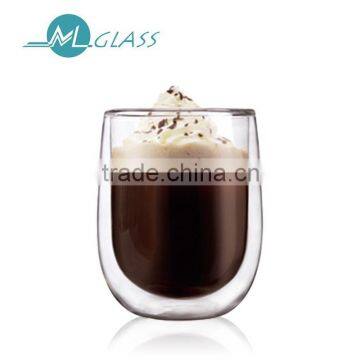 wholesale high quality double wall glass cup 300ml high borosilicate glassware N6110