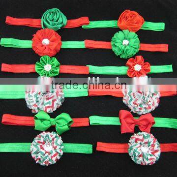 Christmas Gift Soft Baby Headbands with Chevron Flower for Christmas Baby Headbands Hair Accessories