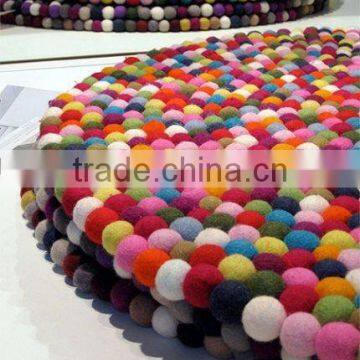 felt ball carpet /140 cm /Multi-color felt ball floor mat/ Anti-allergic felt ball rug