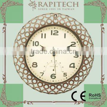 15 Inch With Thermometer 2 in 1 Metal Decorative Clock