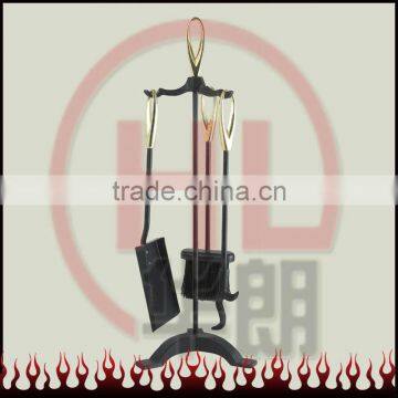 polished brass handle iron fireplace tools balck coating companion sets