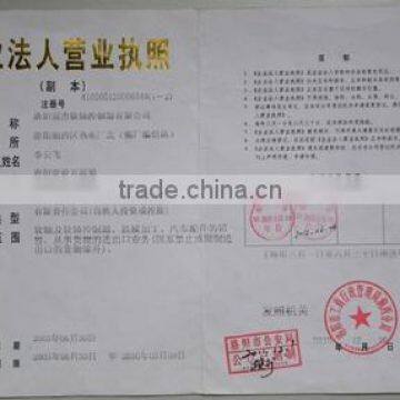 The business license of enterprise legal person