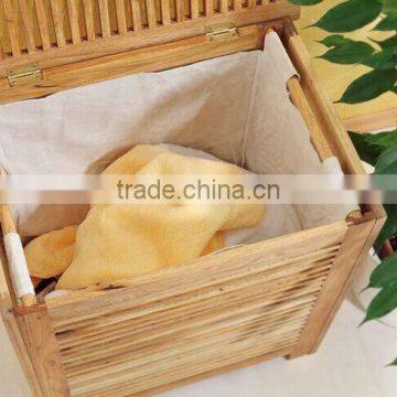 Wood Folding Walnut Laundry Basket photo-2