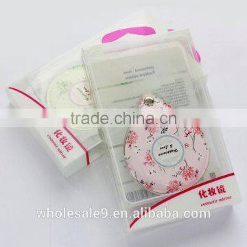 Pu Leather Folding Pocket Mirror With Flowers photo-2