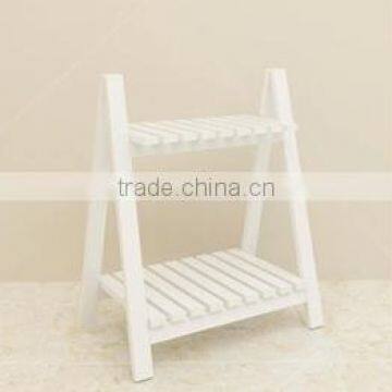 Colorful 2 Layers Wooden Flower Stand Healthy Paint Folding Flower Shelf photo-3