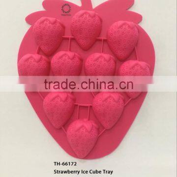 strawberry shape silicone plastic ice cube tray maker mould