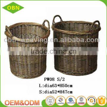 Customized Cheap Handwoven Unique Round Folding Brown Wicker Laundry Basket With Cover photo-2