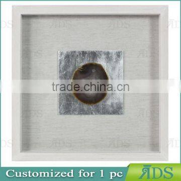 Sliver Shadow Boxes for Wholesale With Mottled Silver Background Encasing Colorful Agate Under Glass photo-5