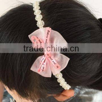 China Cheap New Design Custom Hair Band Plastic Girl Headband With Felt Spring Rose Flower Bow for Baby Toddler Children photo-2