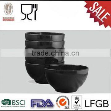 Black solid color melamine dinner bowl round shape melamine salad bowl