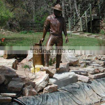 Outdoor Garden Decoration Handicraft Bronze Sculpture Offishery Workers photo-2